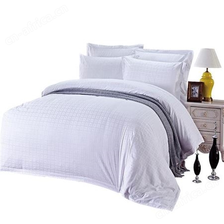 莎曼丽 酒店布草 四件套全棉白色贡缎床单被套 民宿宾馆床上用品定制