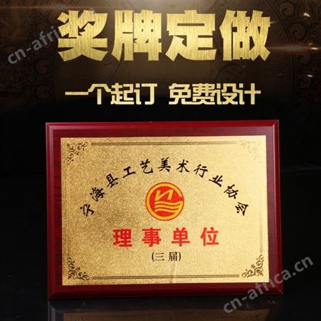 艺创奖牌合作伙伴木质牌匾企业颁奖铜牌40*30cm
