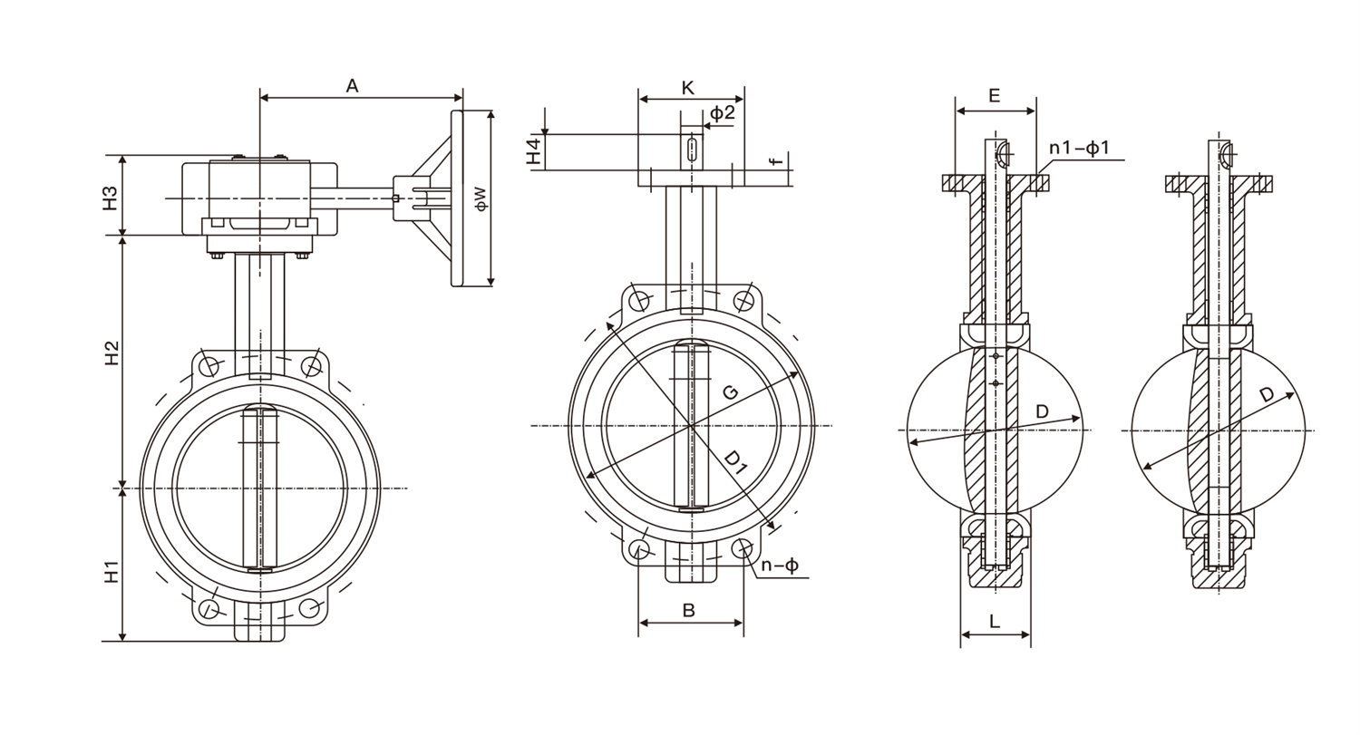对夹式软密封蝶阀(图1) 对夹式软密封蝶阀(图1)